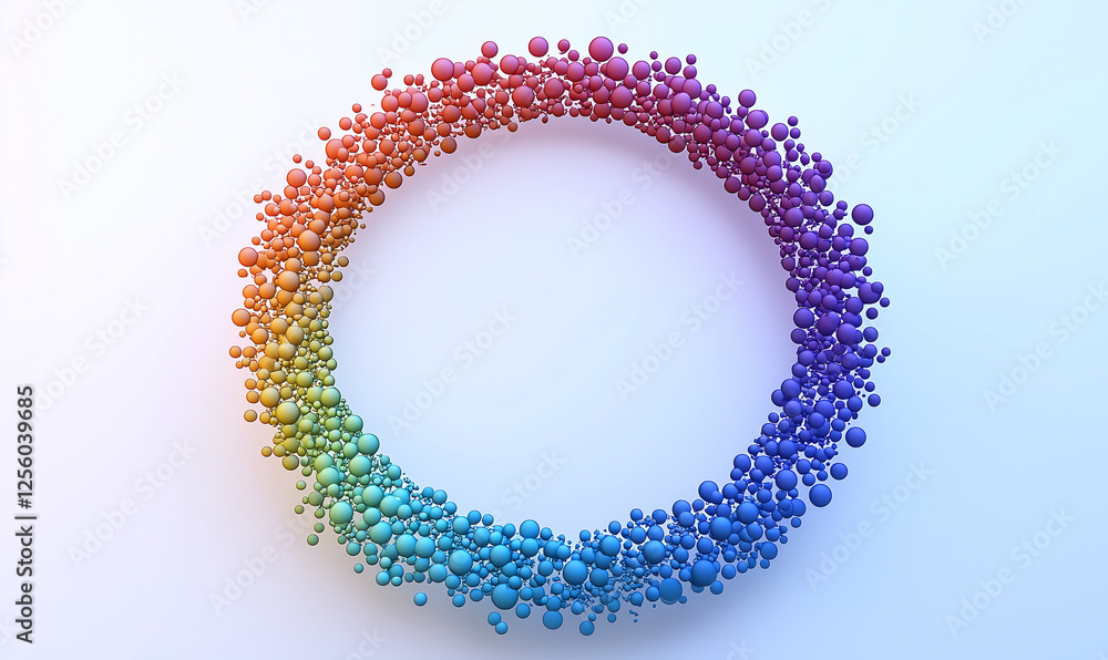 Aufkleber colorful abstract circle made of small spheres in a gradient pattern.