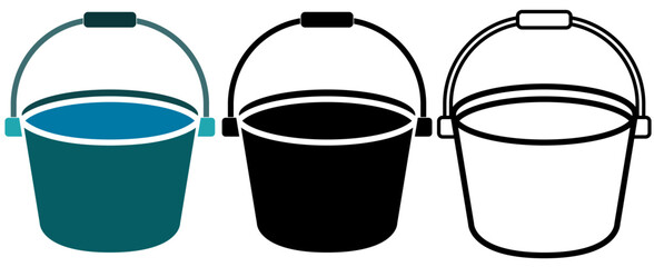 plastic water bucket icon, simple flat style, illustration, logo sign symbol pictogram template, for ui or ux isolated on white for mobile app, editable