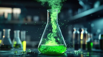 Ethereal Green Potion: A Mystical Concoction in a Laboratory Setting