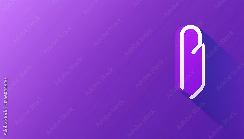 Aufkleber clean vector paperclip icon with shadow on solid purple background, minimalistic design