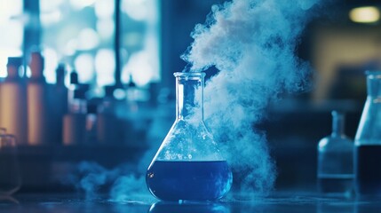 Blue Liquid Experiment in a Laboratory