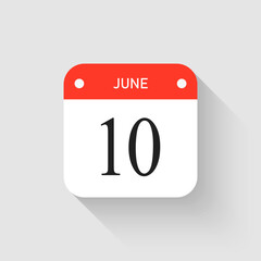 Vector icon page day calendar - 10 June month