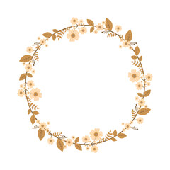 Vintage Floral Wreath Clipart Minimalist Brown Botanical Frame