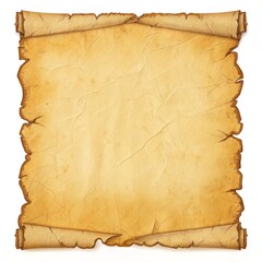 Old paper scroll isolated on white background