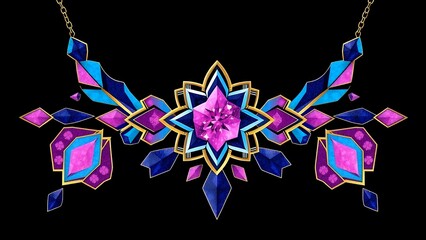 An Art Deco Blue, Purple, and Pink Jewelry Design with Geometric Shapes
