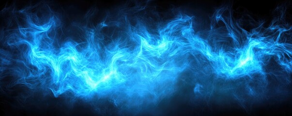 Obraz premium Abstract blue fire swirls, dark background, energy, design