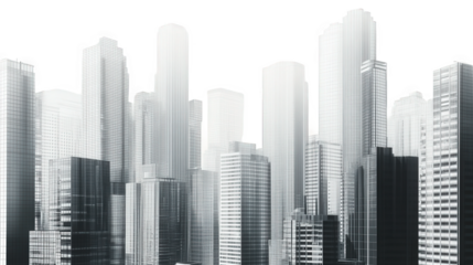 Tall buildings in the city, decorated with blue curtain walls and glass