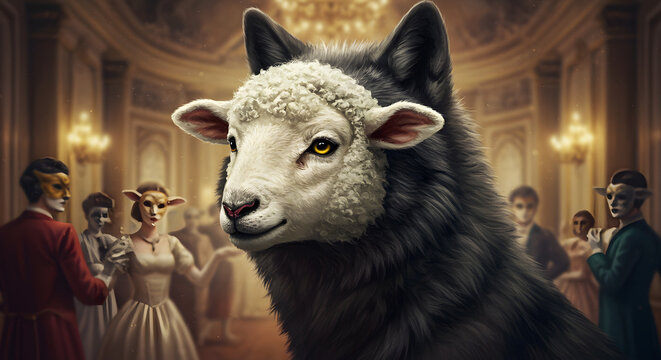 Wolf in Sheep's Clothing at Masquerade Ball - Intrigue and Deception
