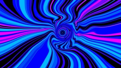 An Op Art Blue, Purple, and Pink Vortex with Swirling Lines and Optical Illusions
