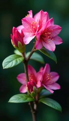 Fototapeta premium Rhododendron flower stems with buds and leaves, rhododendron, flower, bloom