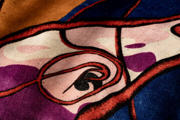Silk women's scarf with geometric patterns