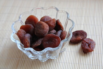 Natural dried apricots in a bowl