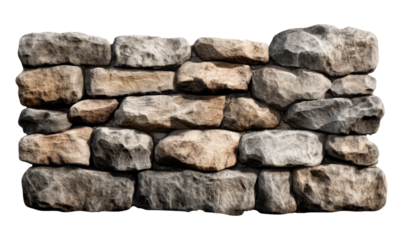 A stone wall piled up with stones