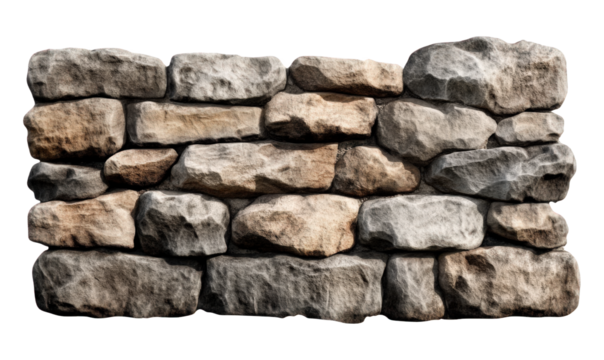 A stone wall piled up with stones