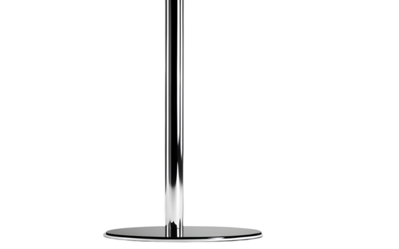 A modern pole dancing pole with a chrome finish, isolated on a empty plain background