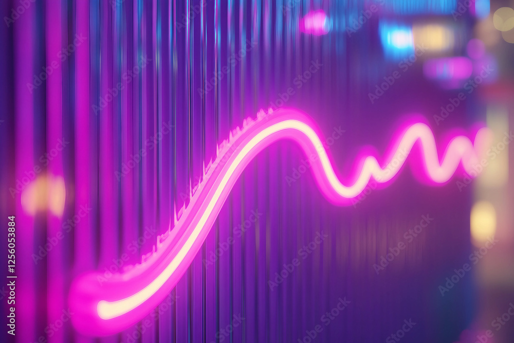 Poster 3d render, abstract background with wavy lines in neon purple and pink colors made ai generative