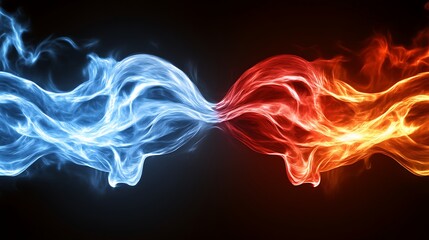 Fototapeta premium Abstract Image of Fire and Ice Intertwined