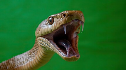 Fototapeta premium Striking Snake, Green Screen, Studio, Threat, Reptile