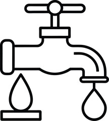 water tap with a single droplet silhouette, water tap faucet vector design, dripping silhouette illustration