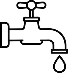 water tap with a single droplet silhouette, water tap faucet vector design, dripping silhouette illustration