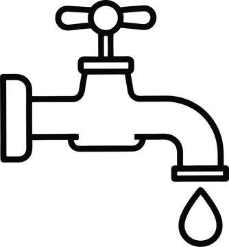 recommend clip art: water tap with a single droplet silhouette, water tap faucet vector design, dripping silhouette illustration