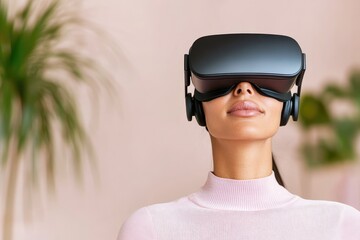 Fototapeta premium Serene Woman In Vr With Focused Expression