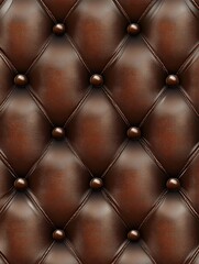 Brown tufted leather upholstery with buttons and patterns