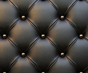 Naklejka premium Elegant black leather upholstery with button tufting design