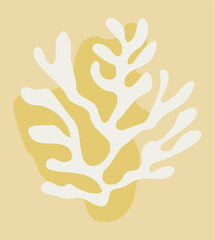 Abstract Coral Design, Minimalist Style, Yellow and White, Nature-Inspired Art