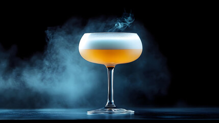 unique cocktail with non alcoholic whiskey base, featuring smoky effect and frosty appearance, perfect for sophisticated gathering