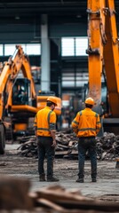 Workers Inspecting Heavy Machinery