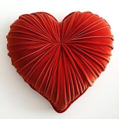Burgundy Velvet HeartShaped Pillow on White Background