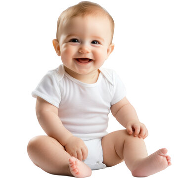 A cute baby sitting on the ground
