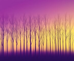 Silhouetted trees against a vibrant sunset gradient