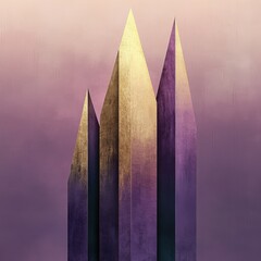 Dramatic mountain-like structures against a pastel sky