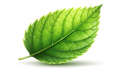 Obraz premium Green Leaf on White Background
