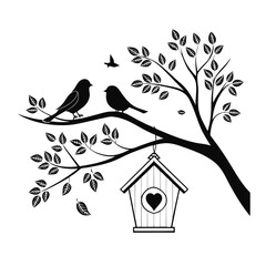 Vector black and white birdhouse 