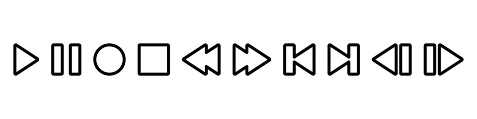 Media player icons collection. Video player icons. Cinema icon.