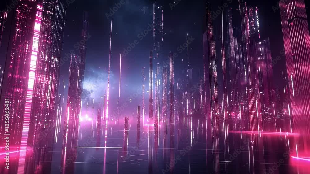 Aufkleber a futuristic city skyline enveloped in a digital mesh where glowing data streams flow seamlessly bet