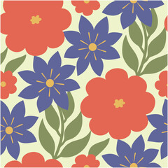 Colorful fashionable wildflower Pattern, Vector Illustration botanical elements, Abstract botany flowers pattern.