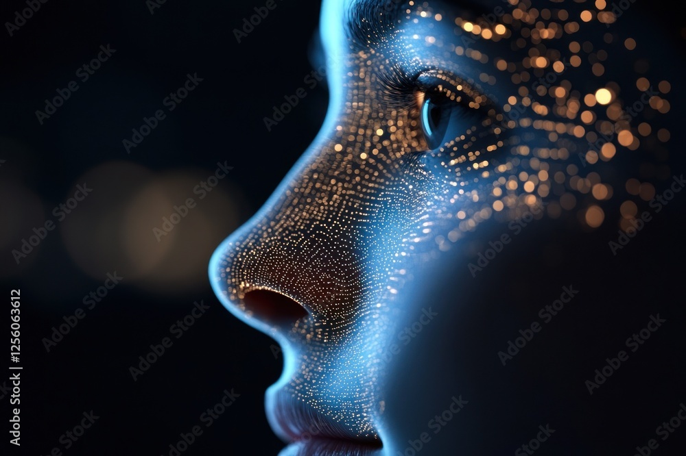 Poster intriguing silhouette with sparkling light patterns