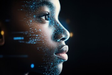 Visionary Face With Radiant Data Streams