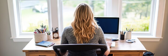 woman working in cute home office