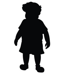 Cute cartoon hand drawn vector fat boy icon silhouette.