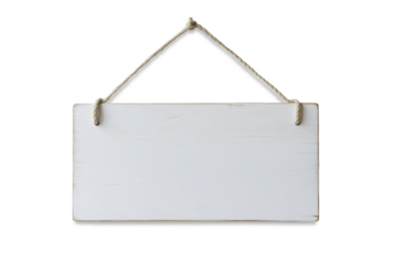 White vintage board isolated on transparent background. PNG. Front view