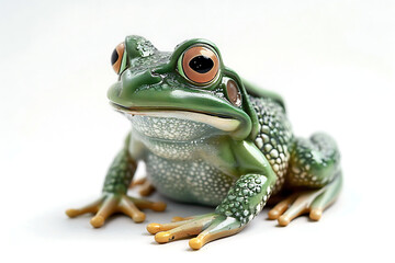 Obraz premium Realistic frog figurine with lifelike details, green amphibian model, collectible sculpture, adorable big-eyed toad, decorative animal toy, perfect for kids and home décor