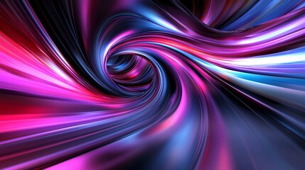 Fototapeta premium A futuristic network of glowing light trails flows endlessly into the horizon, with colorful waves of digital energy tracing intricate paths through the void.
