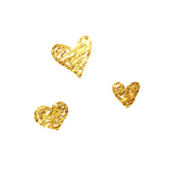 Gold glitter hearts,hand drawn