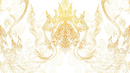 Elegant floral pattern background, intricate design featuring soft golden hues, perfect for invitations or decor.