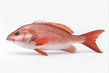 Isolated Northern Red Snapper on White Background. Fresh Seafood Fish in Studio. Red Snapper Species (Lutjanus campechanus)